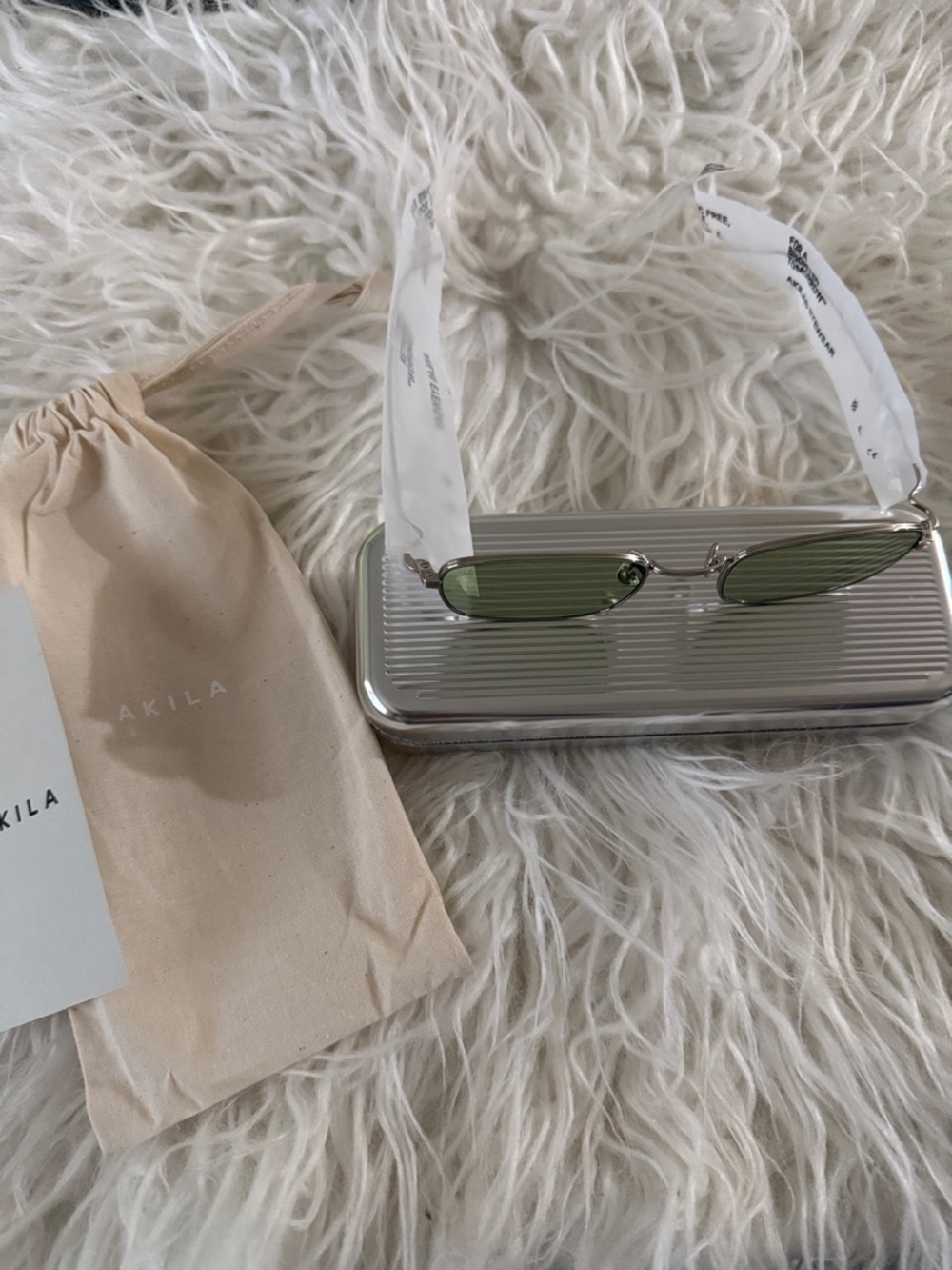 AKILA Grace- Silver Titanium Frame, Lt Green Lenses